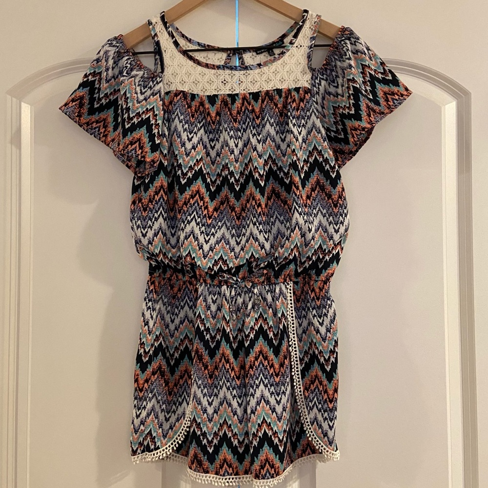 MyMichelle Girls Chevron Size Large Romper